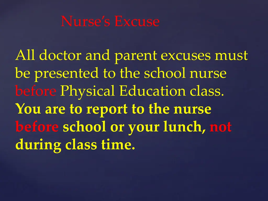 nurse s excuse