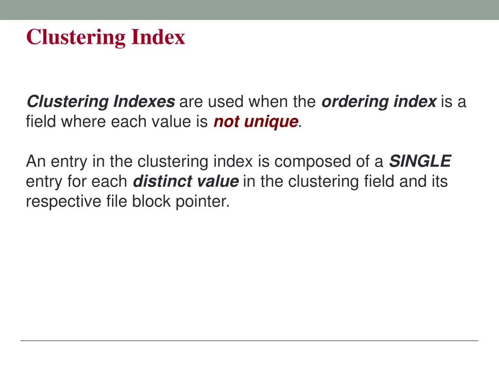 clustering index