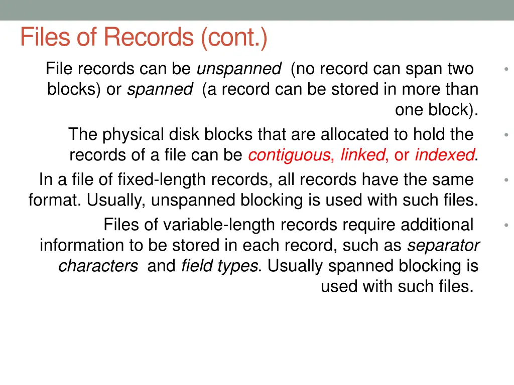 files of records cont file records