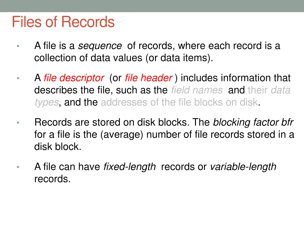 files of records