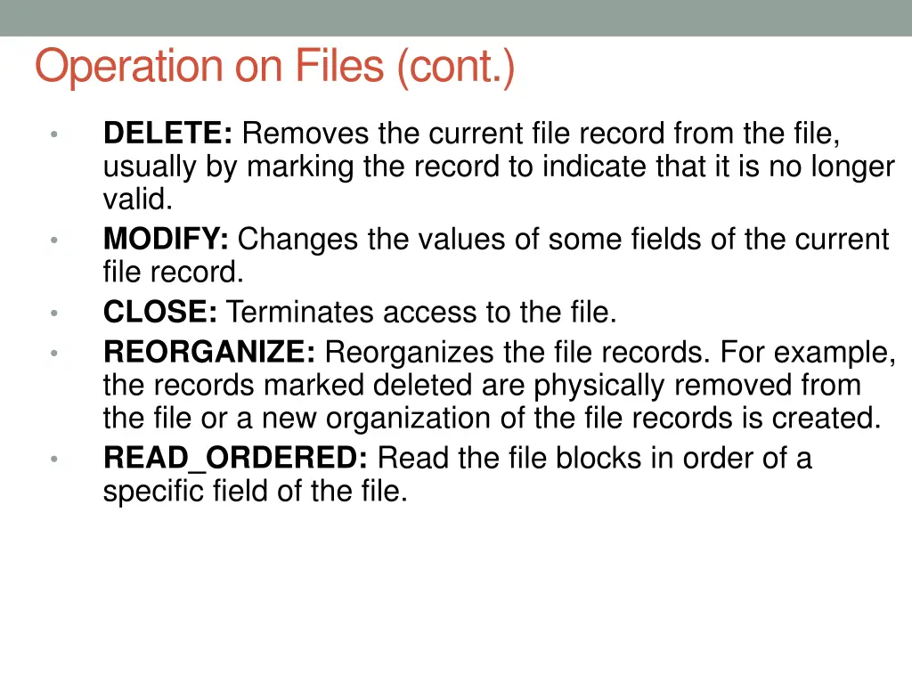 operation on files cont