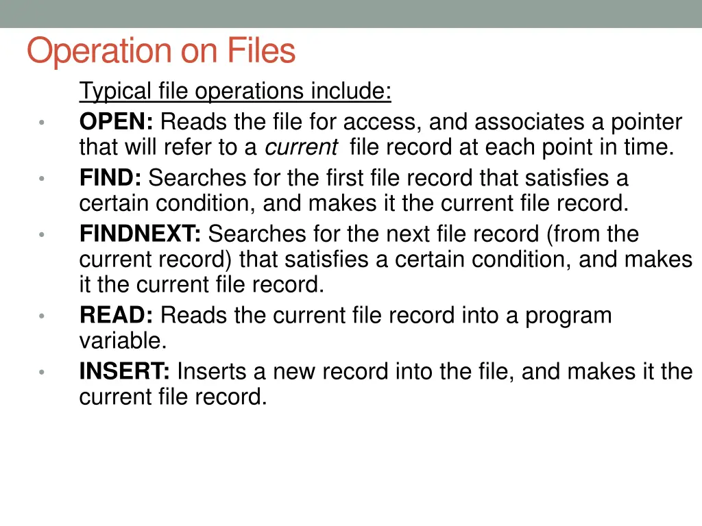 operation on files typical file operations