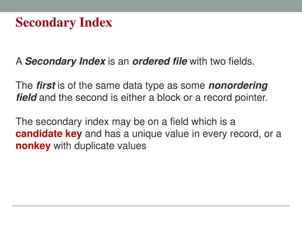 secondary index