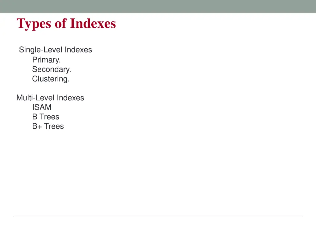 types of indexes