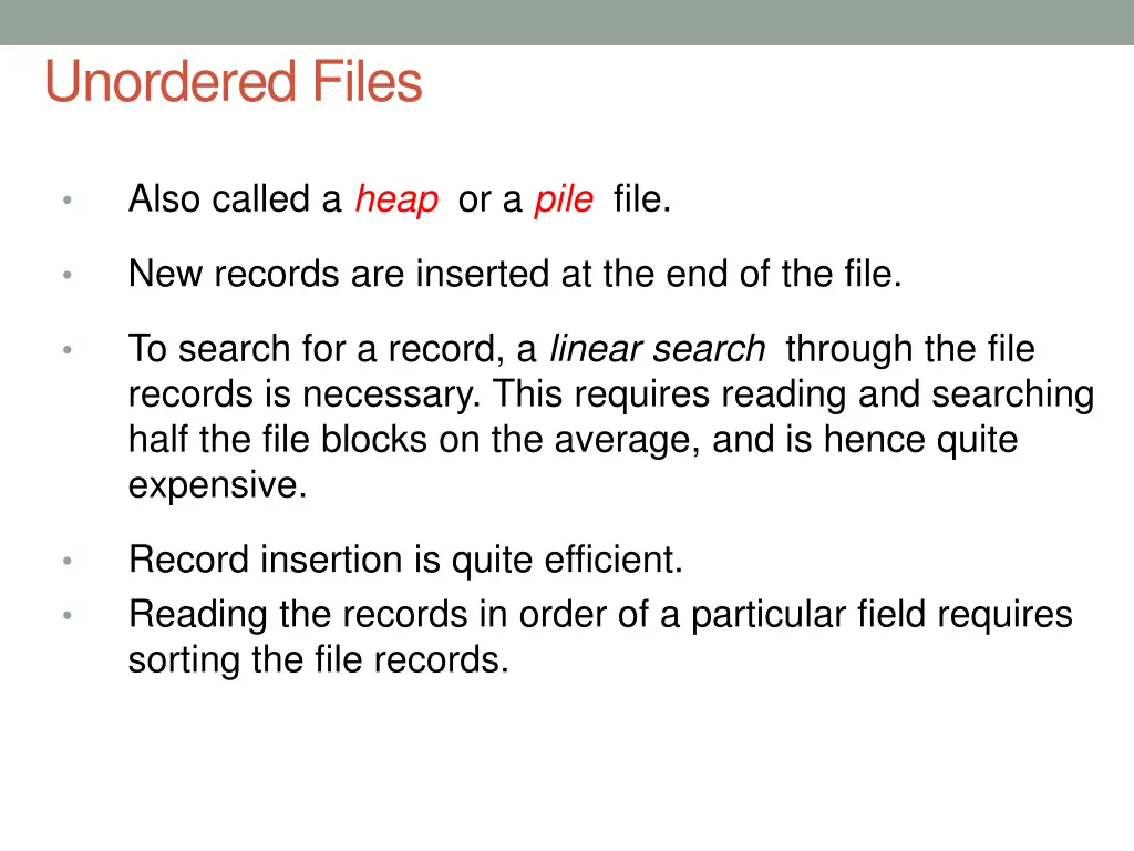unordered files