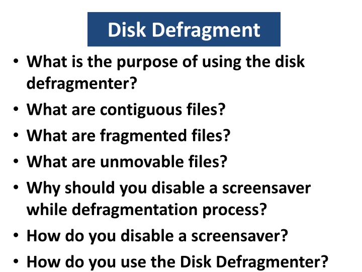 disk defragment