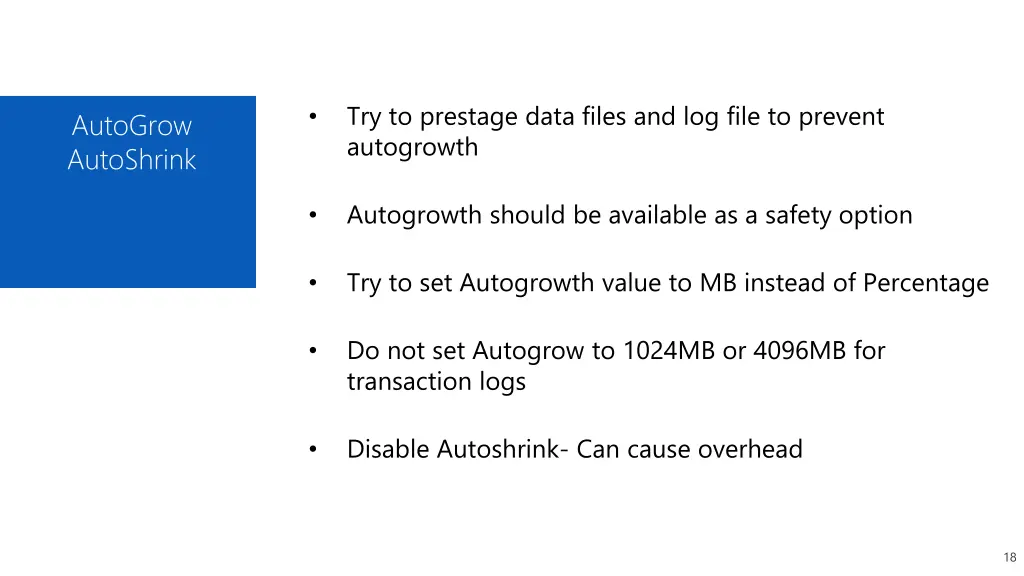 try to prestage data files and log file