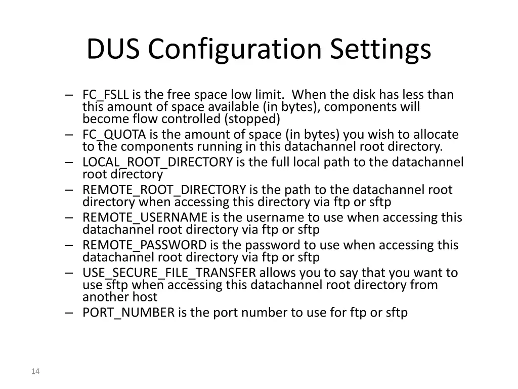 dus configuration settings