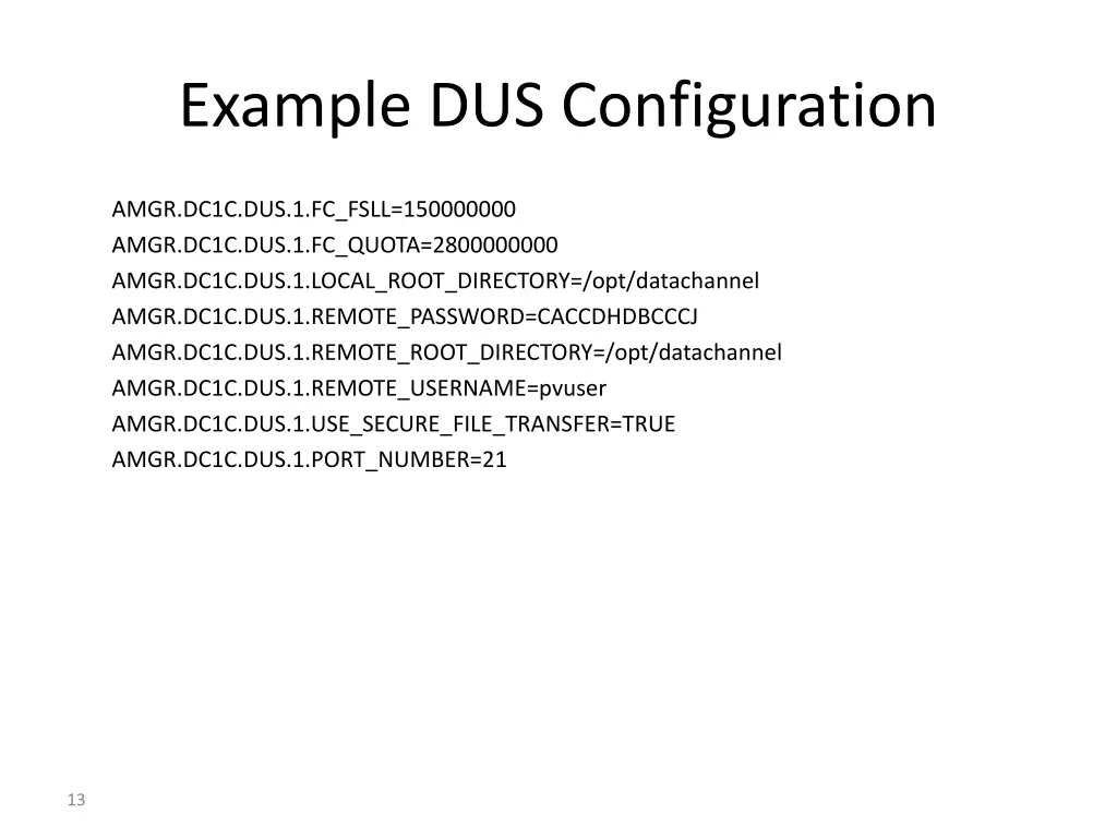 example dus configuration