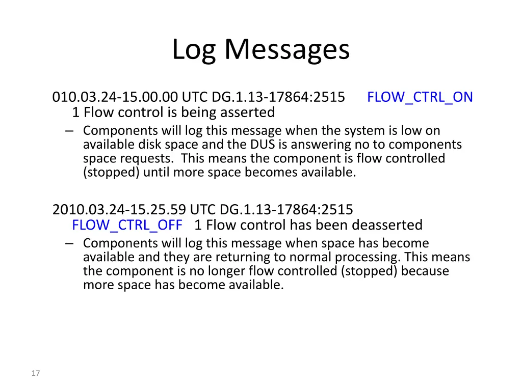 log messages 1