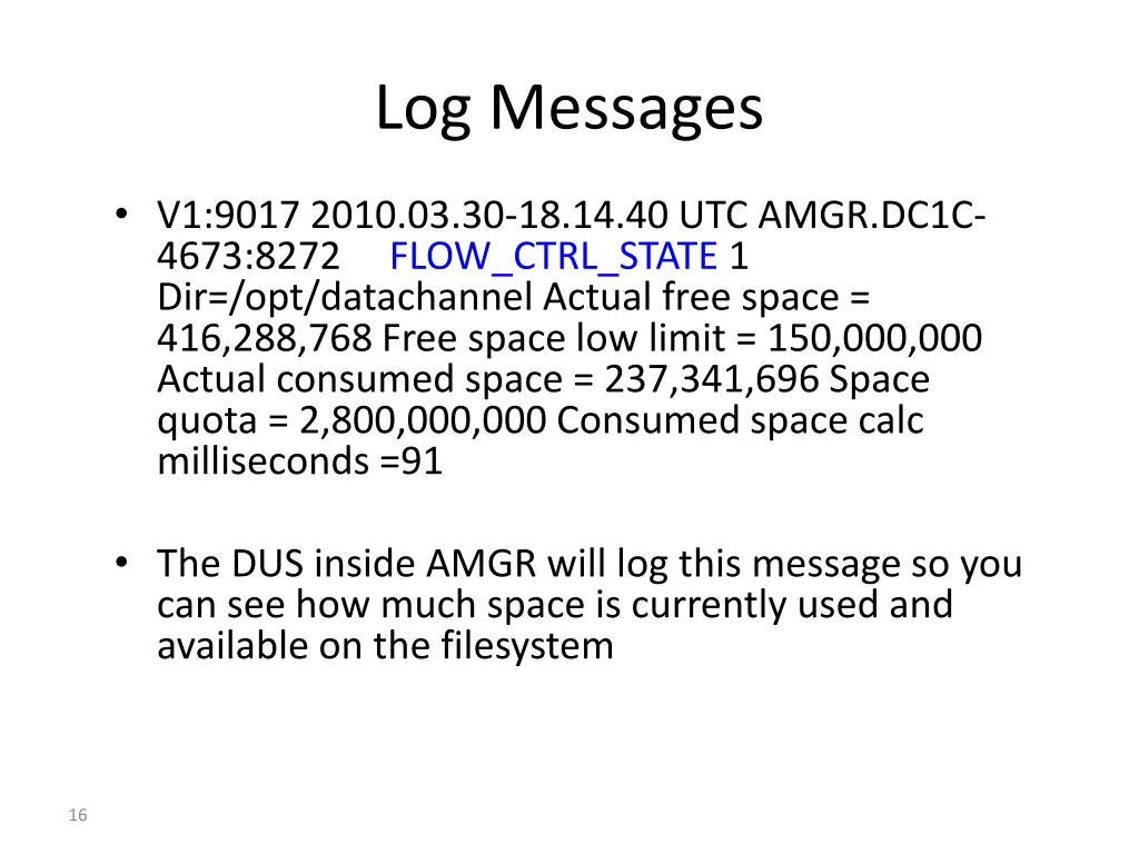 log messages