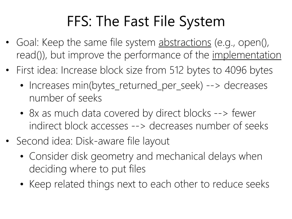 ffs the fast file system goal keep the same file