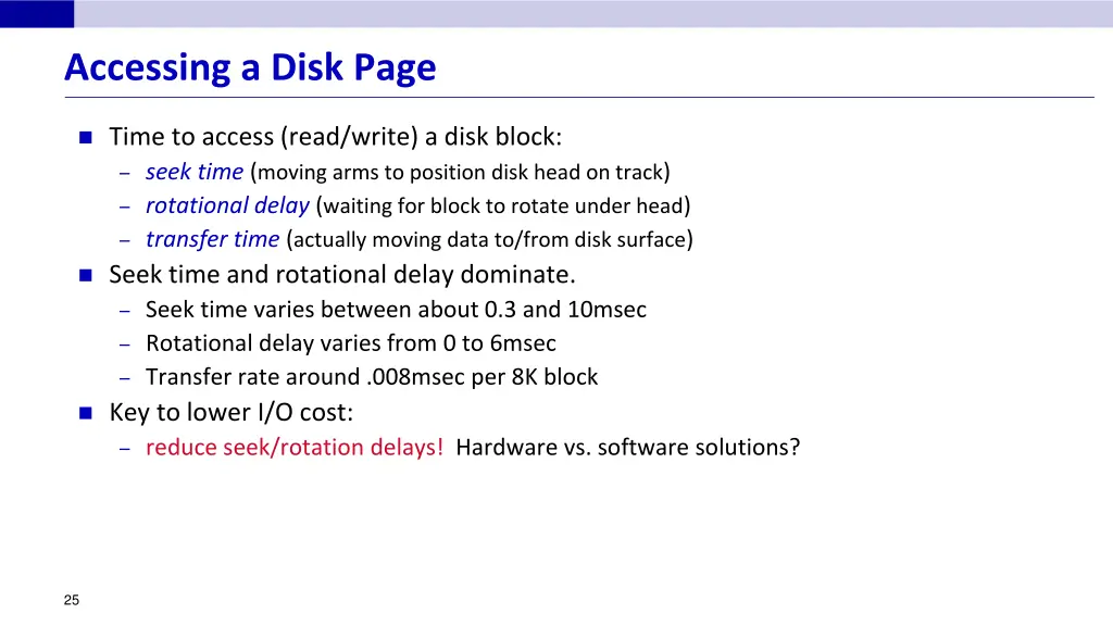 accessing a disk page