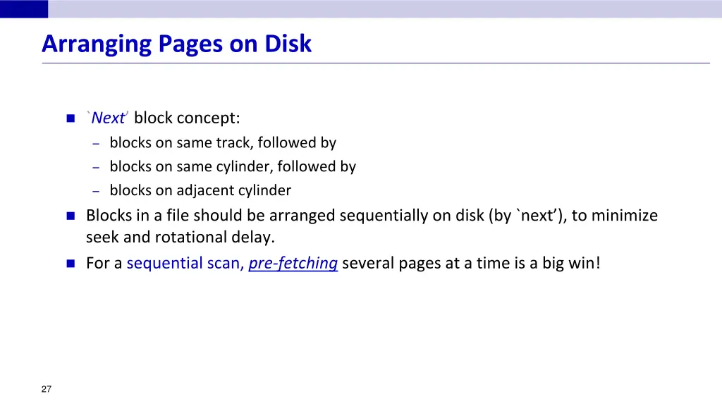 arranging pages on disk