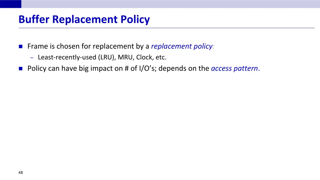 buffer replacement policy
