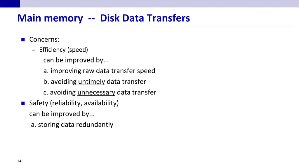 main memory disk data transfers