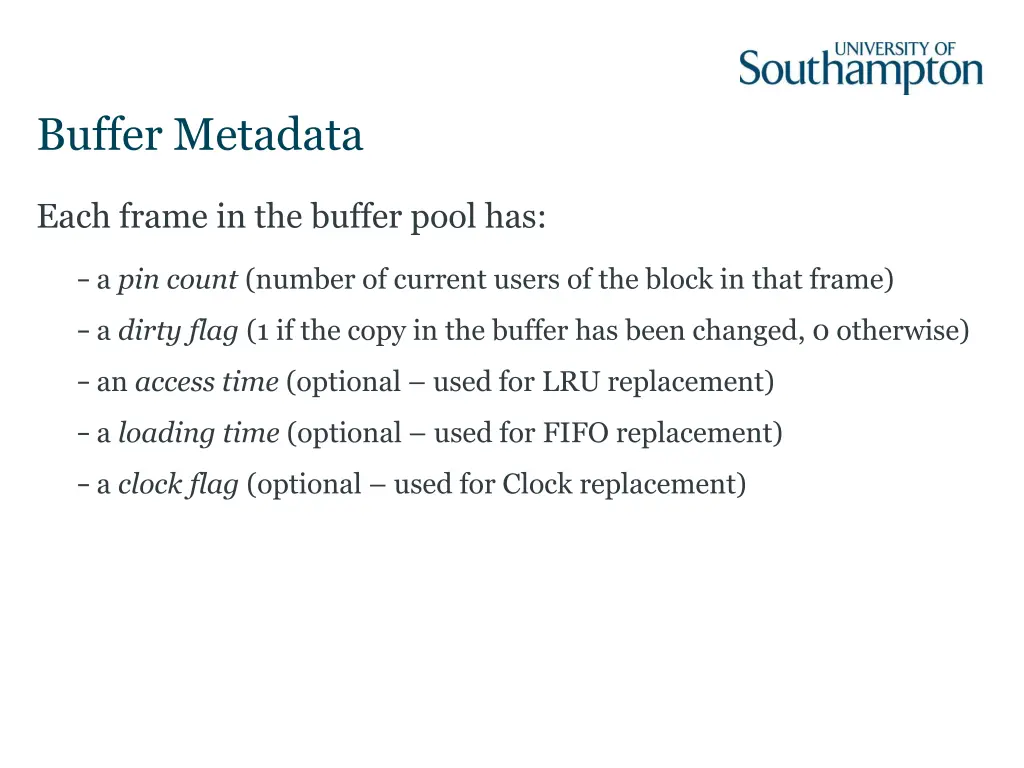 buffer metadata