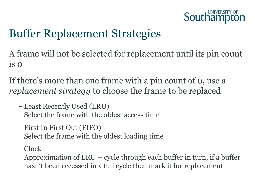 buffer replacement strategies