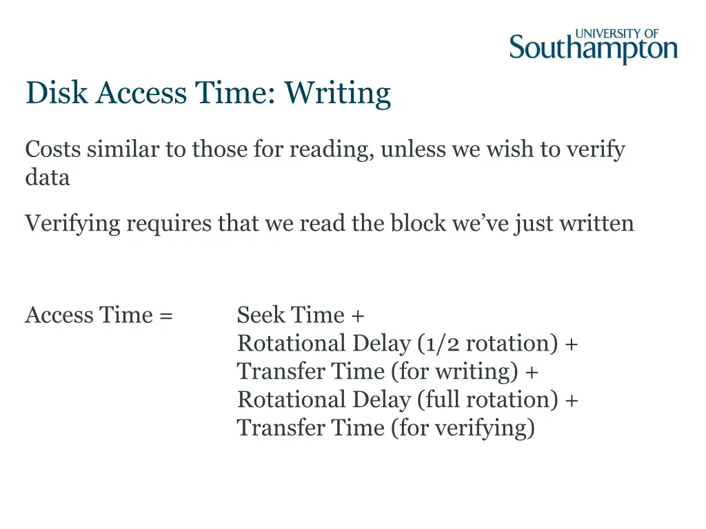 disk access time writing