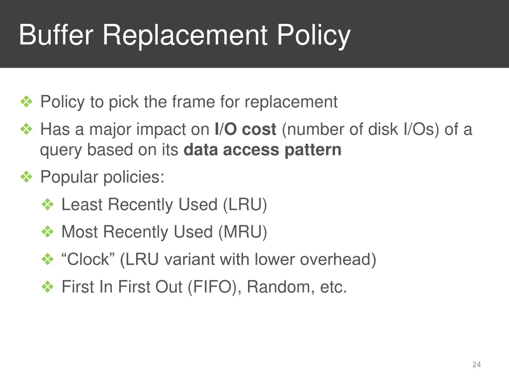 buffer replacement policy
