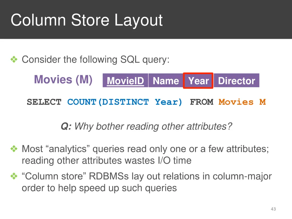 column store layout