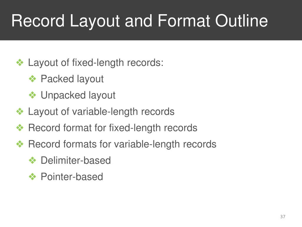 record layout and format outline