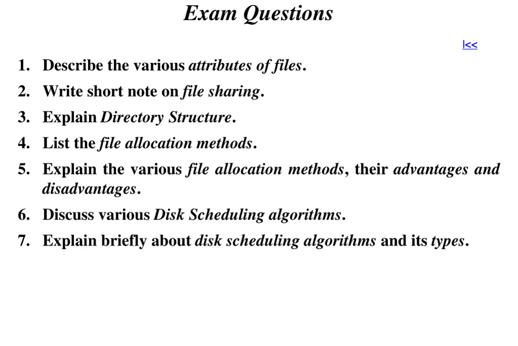exam questions