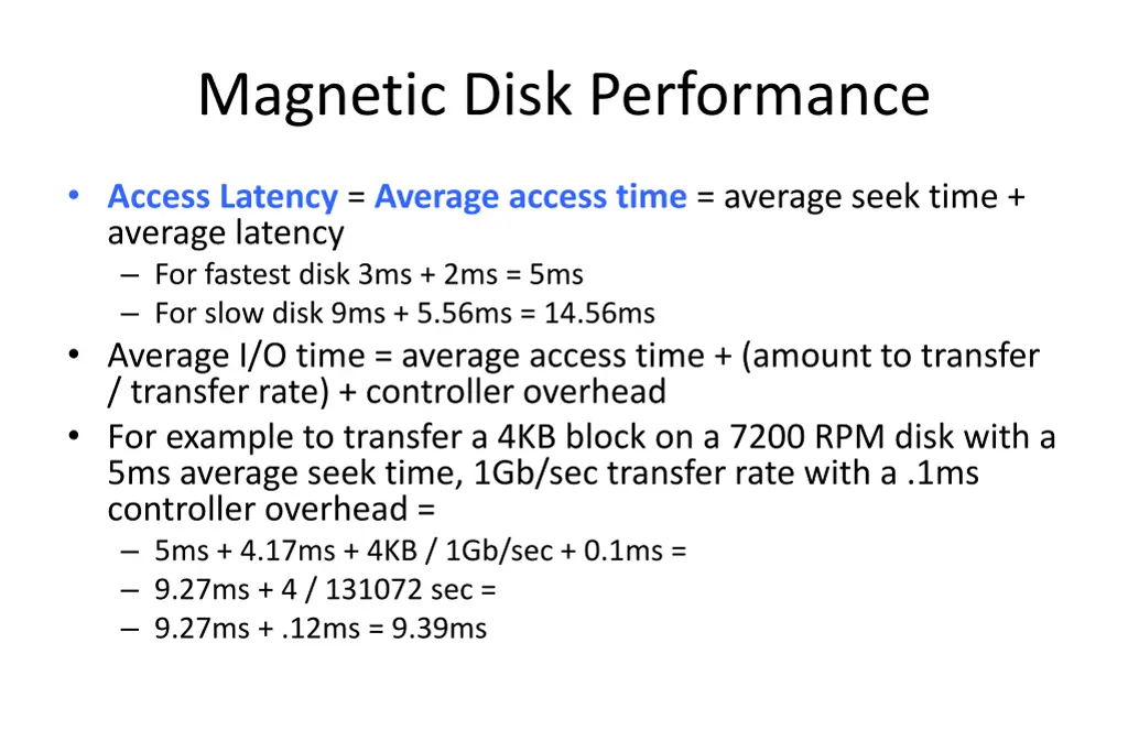 magnetic disk performance