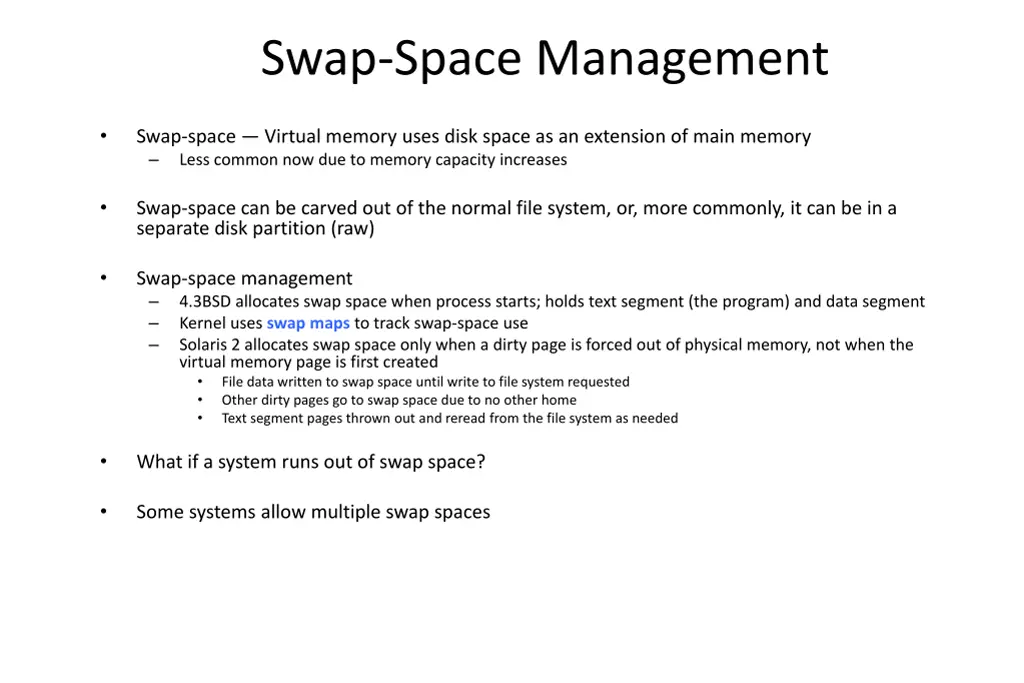 swap space management