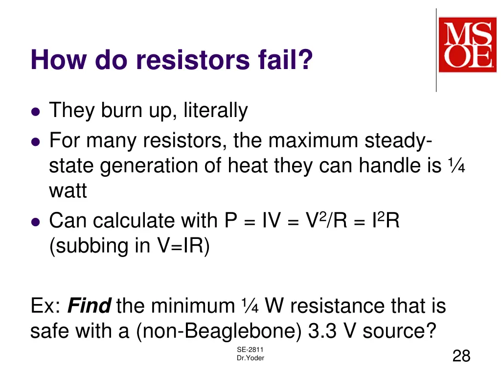 how do resistors fail