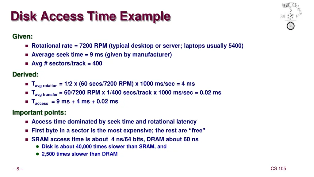 disk access time example