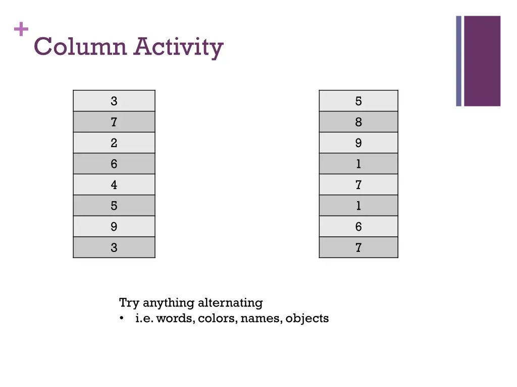 column activity