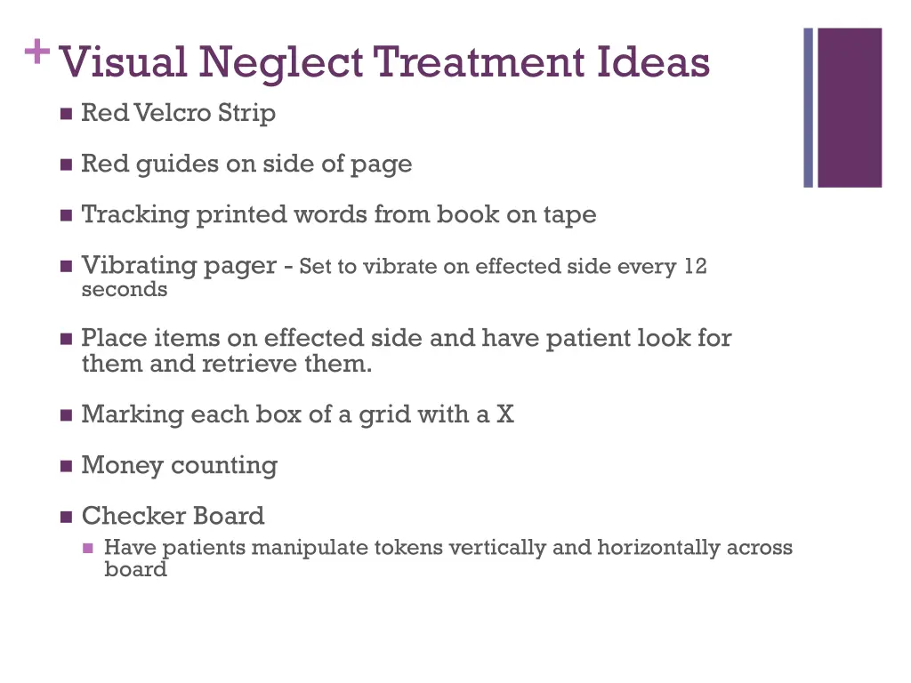 visual neglect treatment ideas red velcro strip