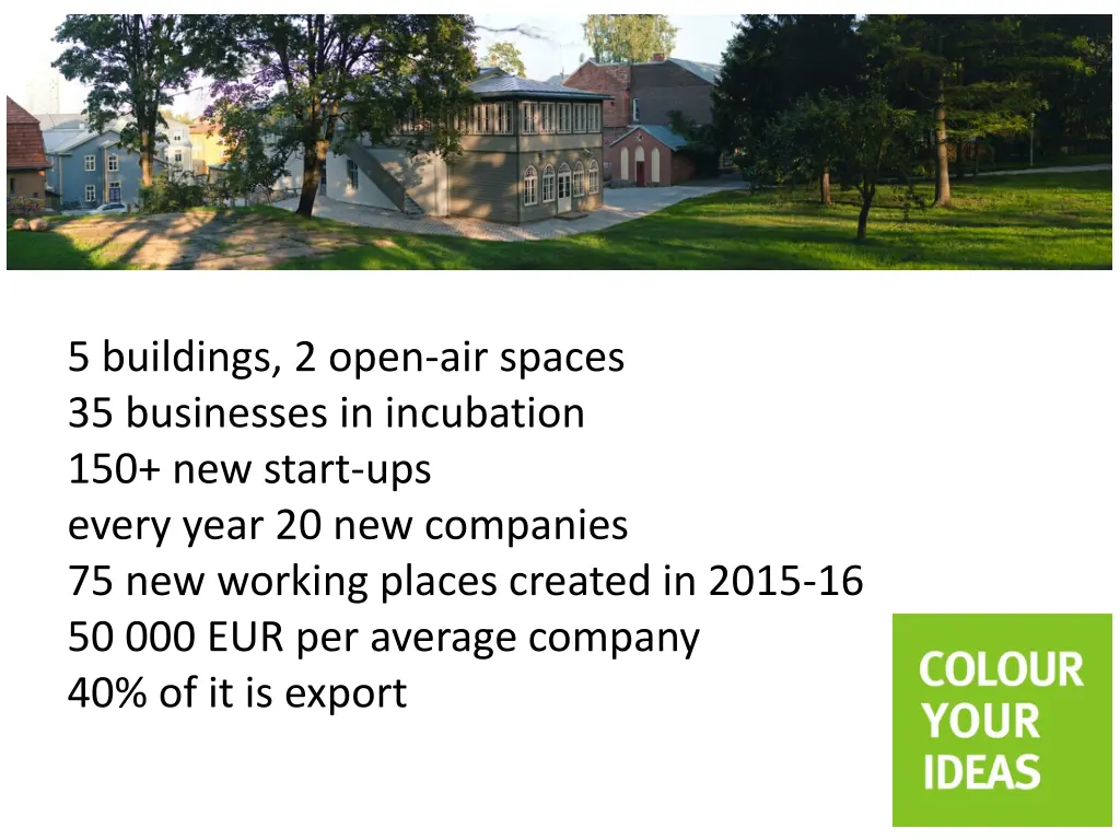 5 buildings 2 open air spaces 35 businesses