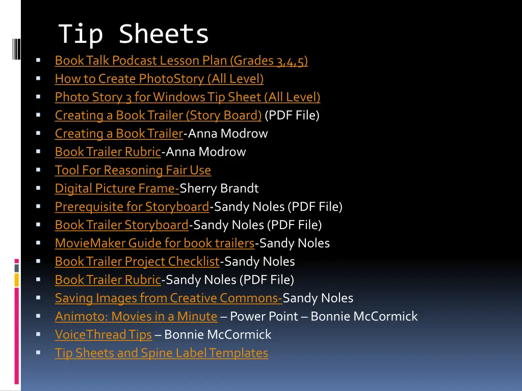 tip sheets book talk podcast lesson plan grades