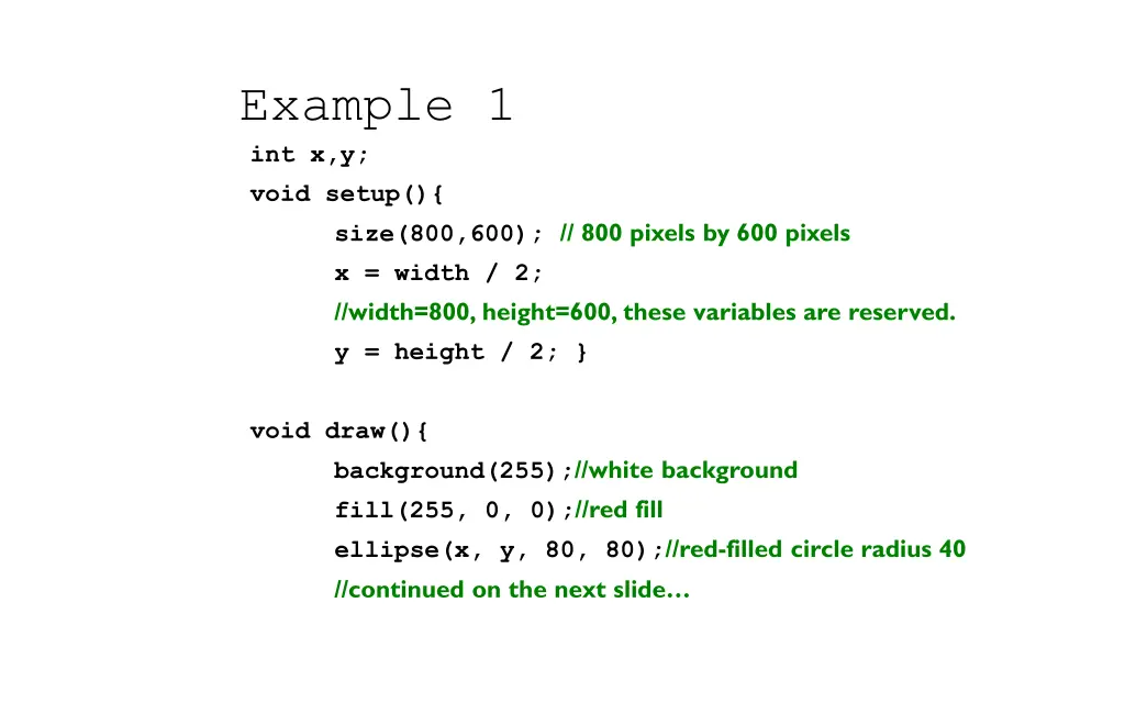 example 1 int x y void setup size