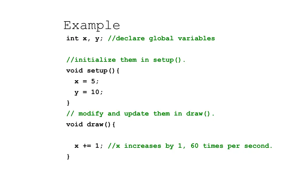 example int x y declare global variables