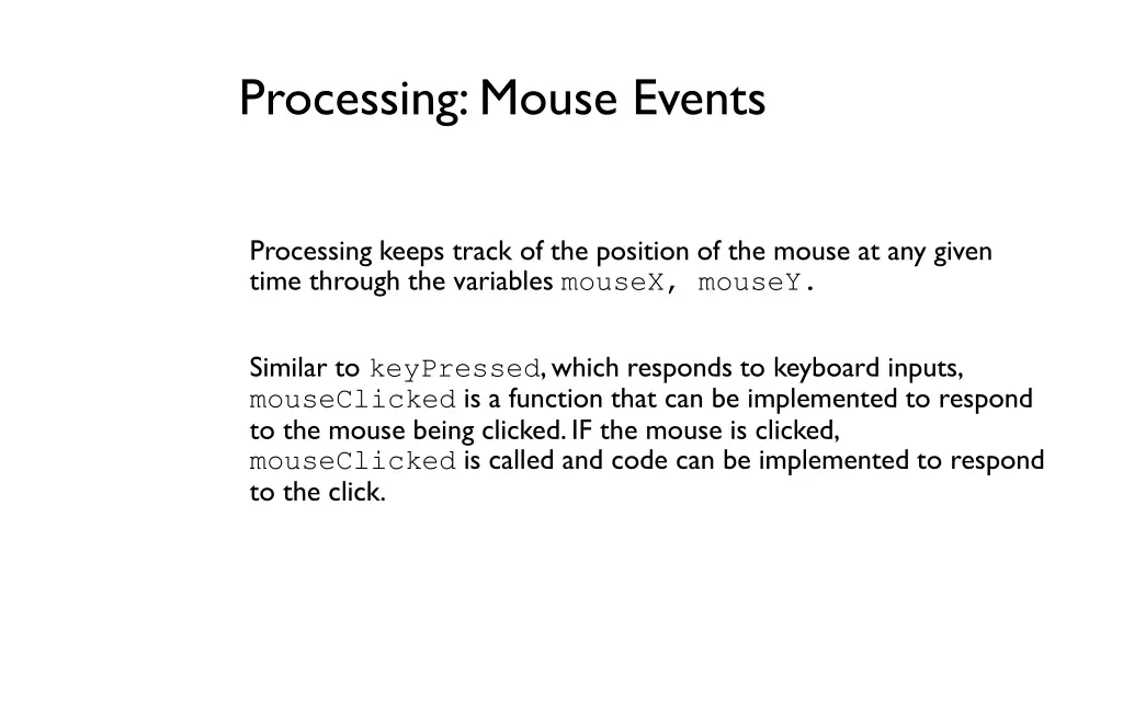 processing mouse events