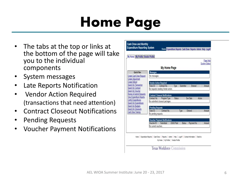 home page