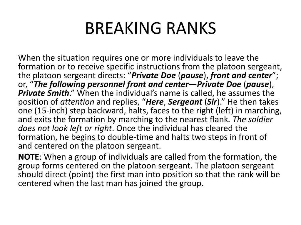 breaking ranks