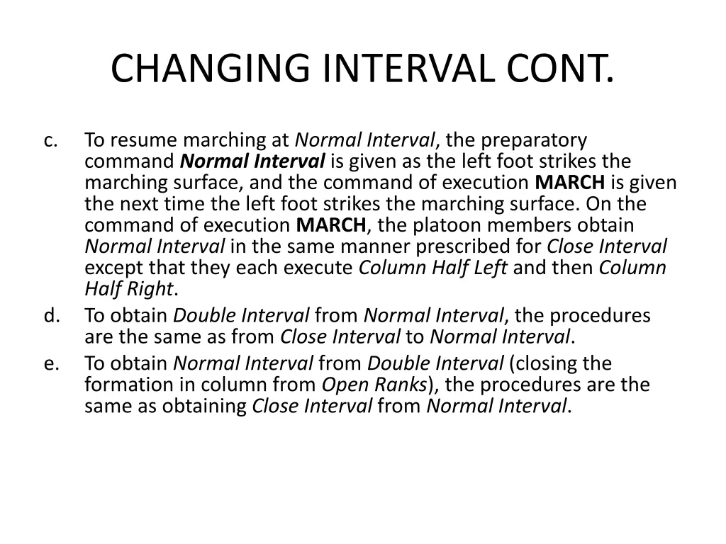 changing interval cont