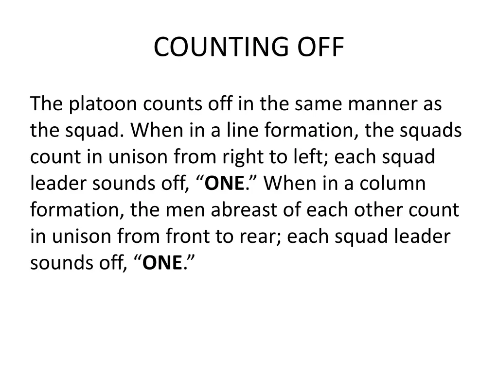counting off