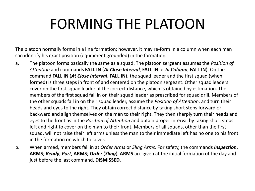 forming the platoon