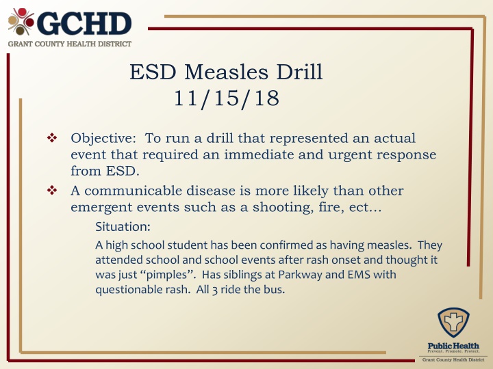 esd measles drill 11 15 18