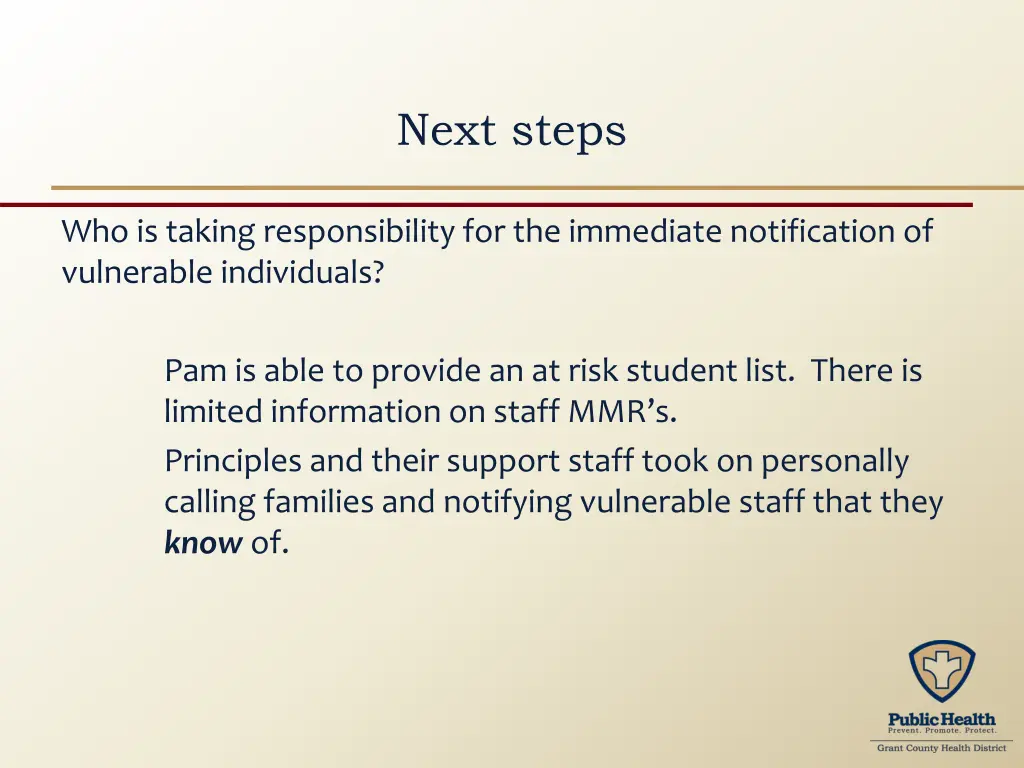 next steps