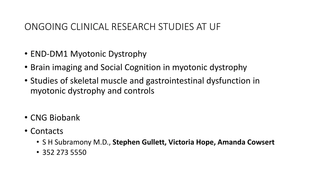 ongoing clinical research studies at uf