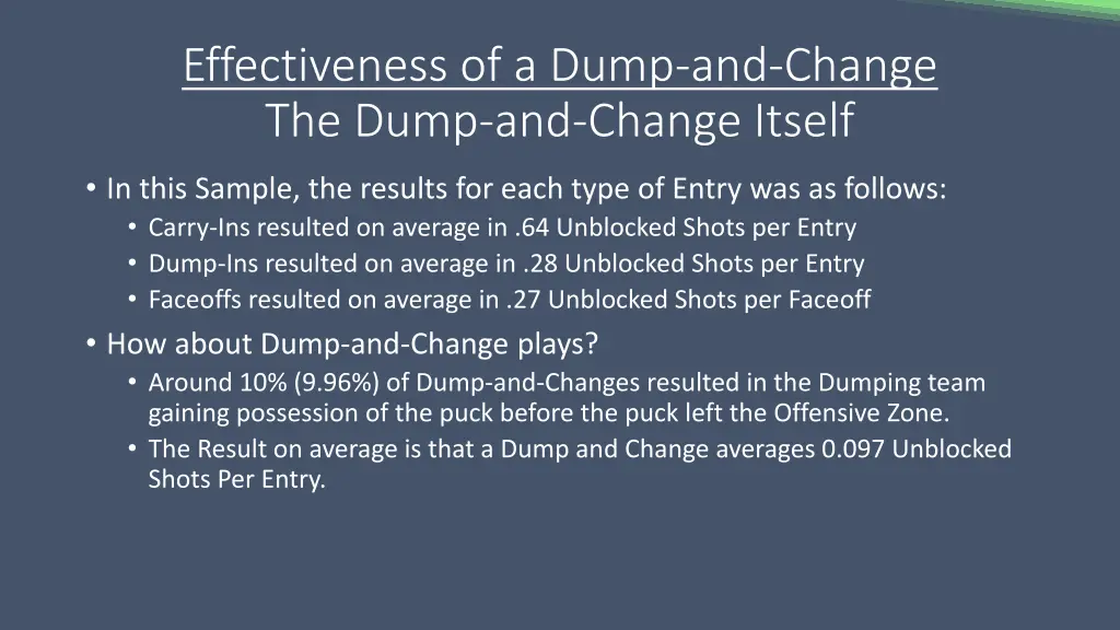 effectiveness of a dump and change the dump