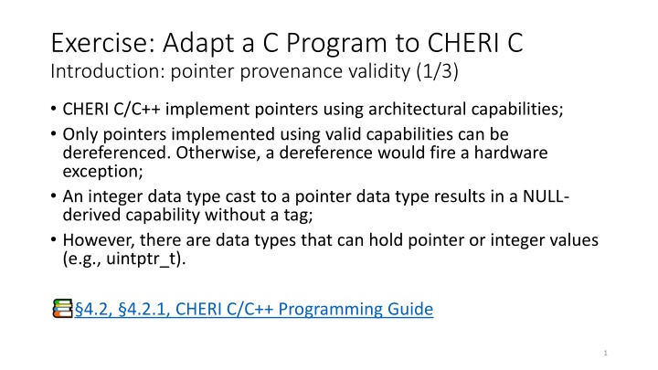exercise adapt a c program to cheri