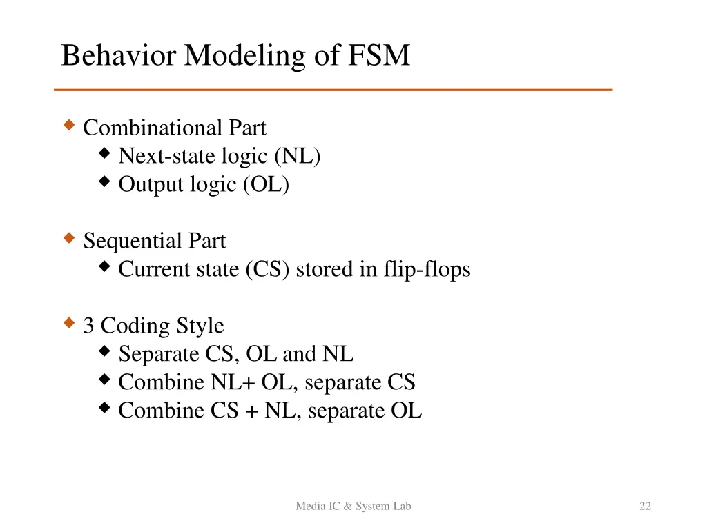 behavior modeling of fsm