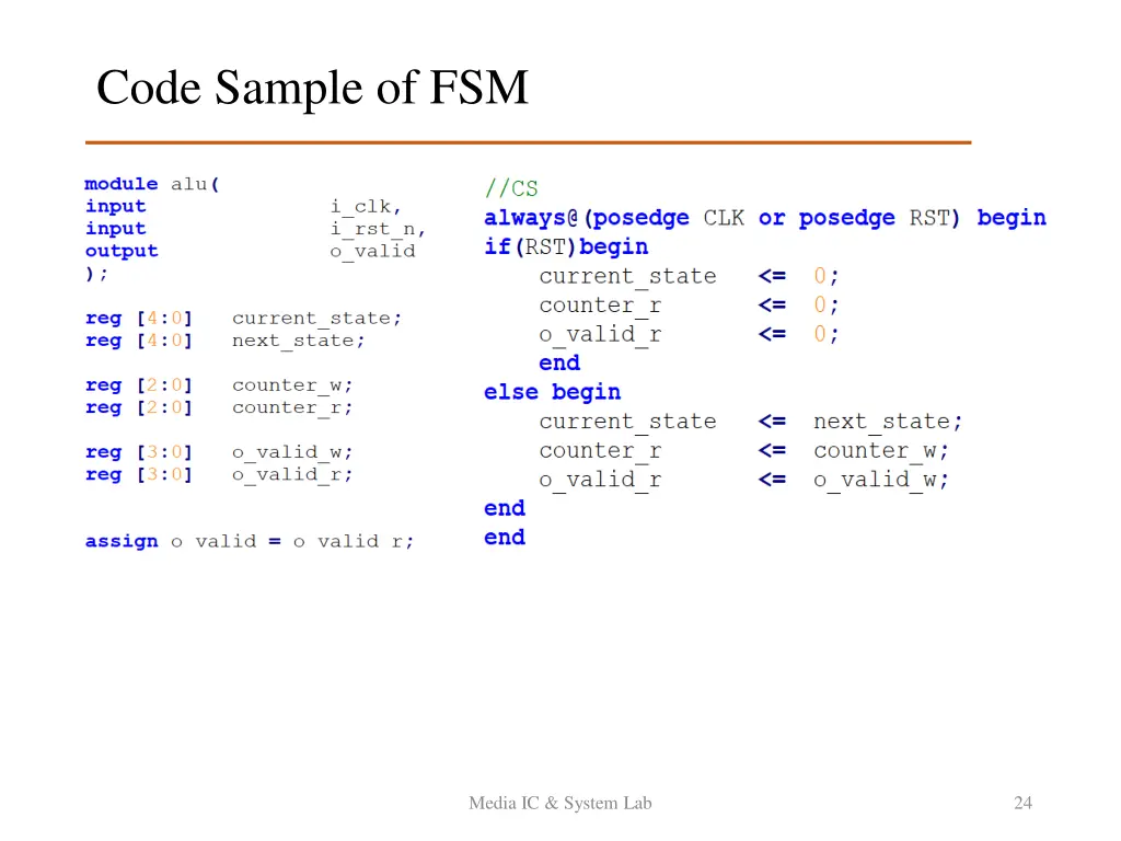 code sample of fsm